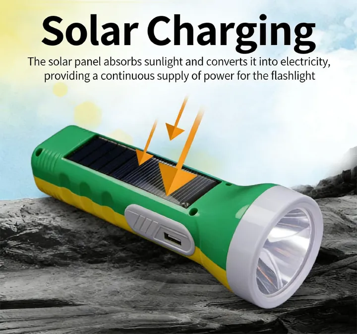 MODI Rechargeable Solar Flashlight Portable Outdoor Ultra-Bright Waterproof Dual Light Source Emergency Torch For Household Power Failure Disaster Rescue