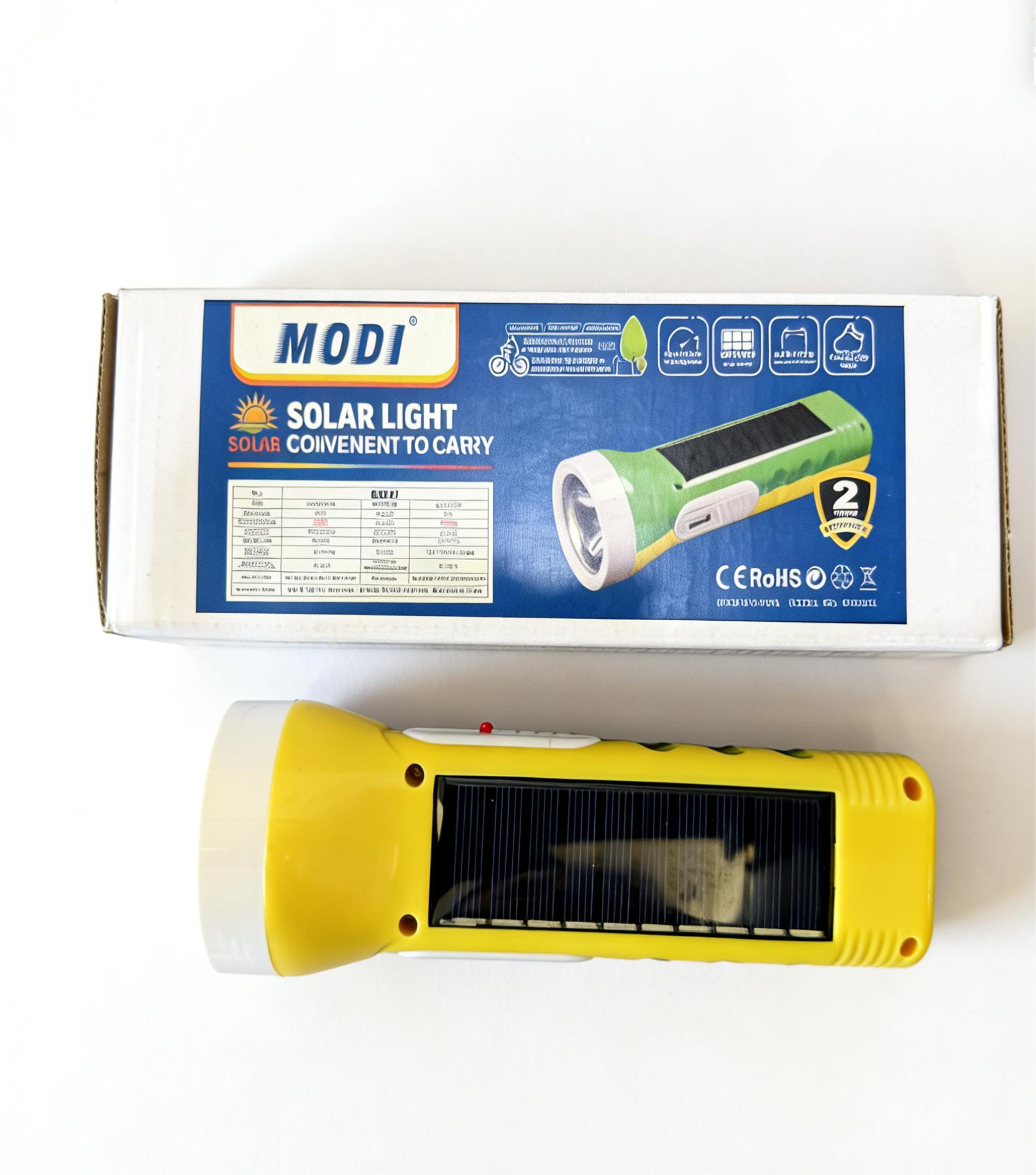 MODI Rechargeable Solar Flashlight Portable Outdoor Ultra-Bright Waterproof Dual Light Source Emergency Torch For Household Power Failure Disaster Rescue