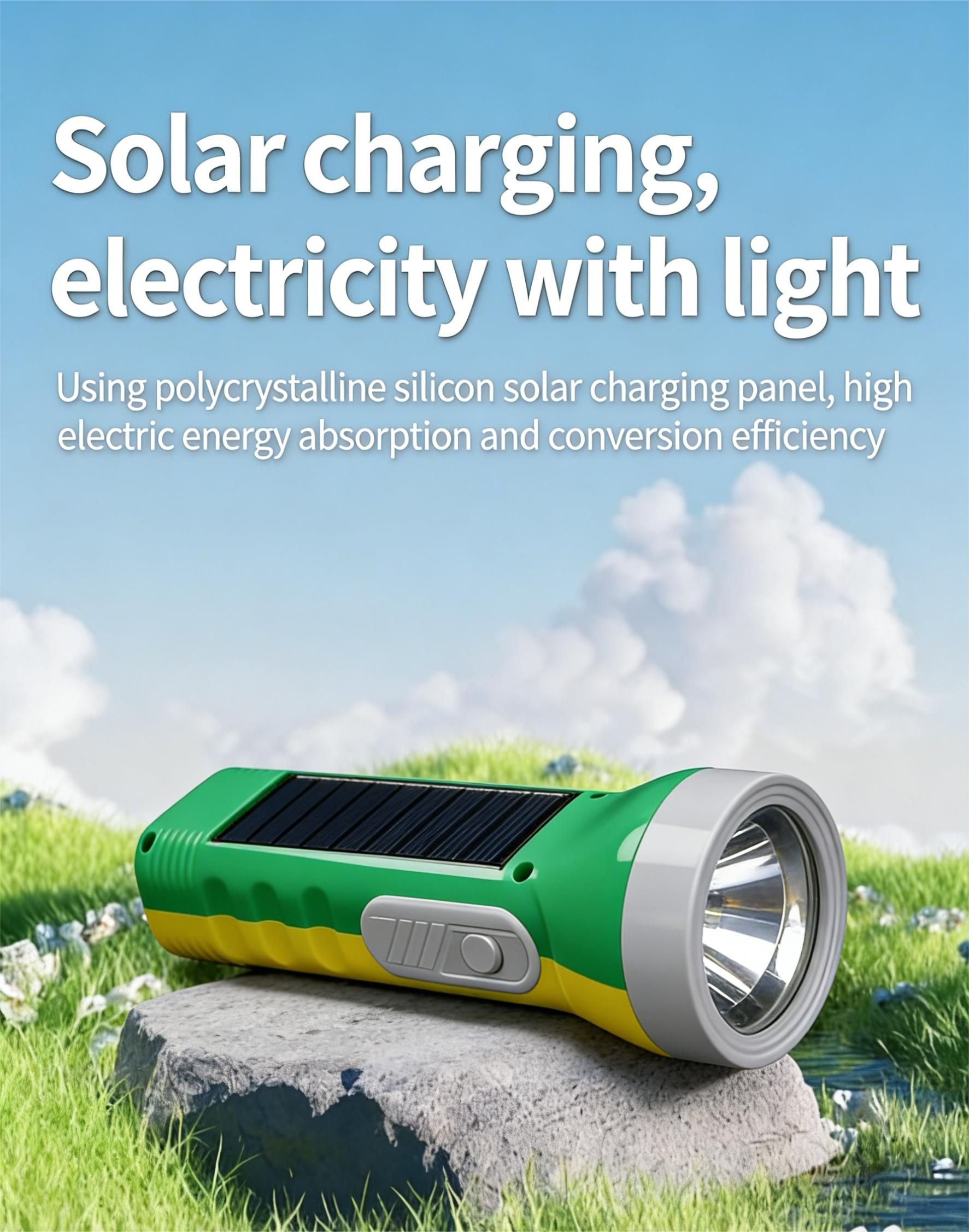 MODI Rechargeable Solar Flashlight Portable Outdoor Ultra-Bright Waterproof Dual Light Source Emergency Torch For Household Power Failure Disaster Rescue