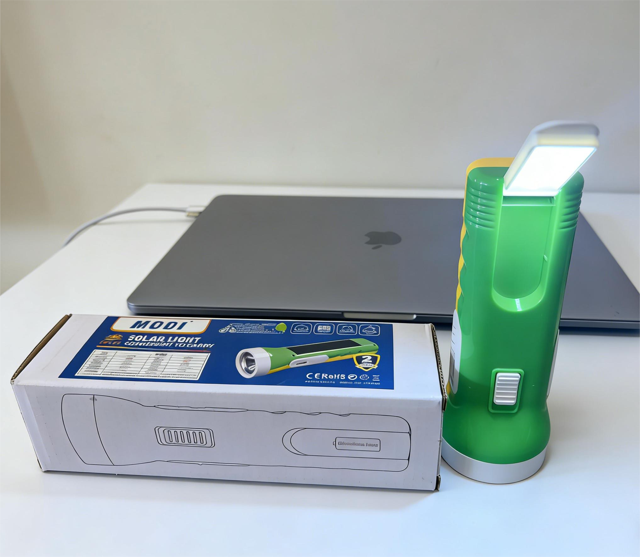 MODI Rechargeable Solar Flashlight Portable Outdoor Ultra-Bright Waterproof Dual Light Source Emergency Torch For Household Power Failure Disaster Rescue