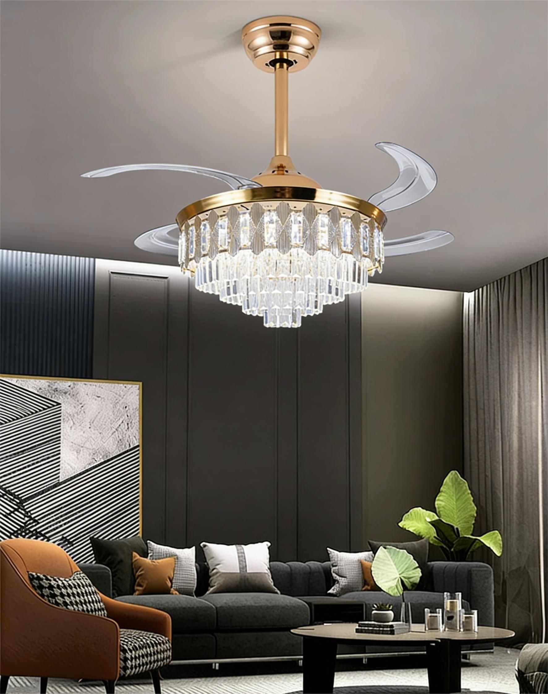 MODI LED Ceiling Fan with Light 3 Color Dimmable Bluetooth Speaker Remote Control Modern Fan Lamp for Living Room Bedroom
