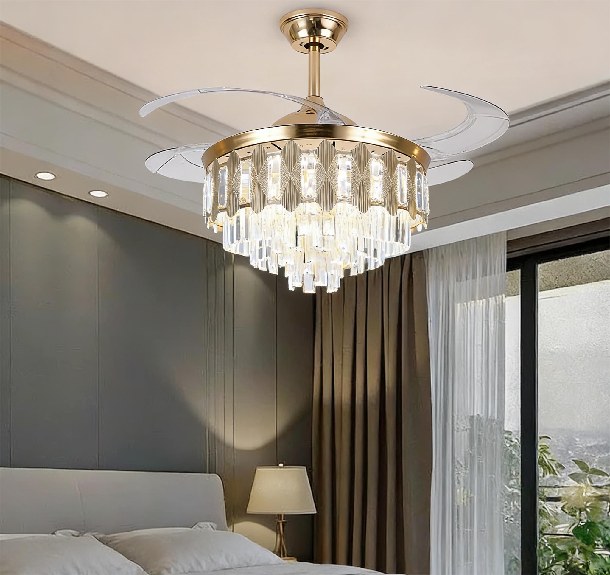 MODI LED Ceiling Fan with Light 3 Color Dimmable Bluetooth Speaker Remote Control Modern Fan Lamp for Living Room Bedroom