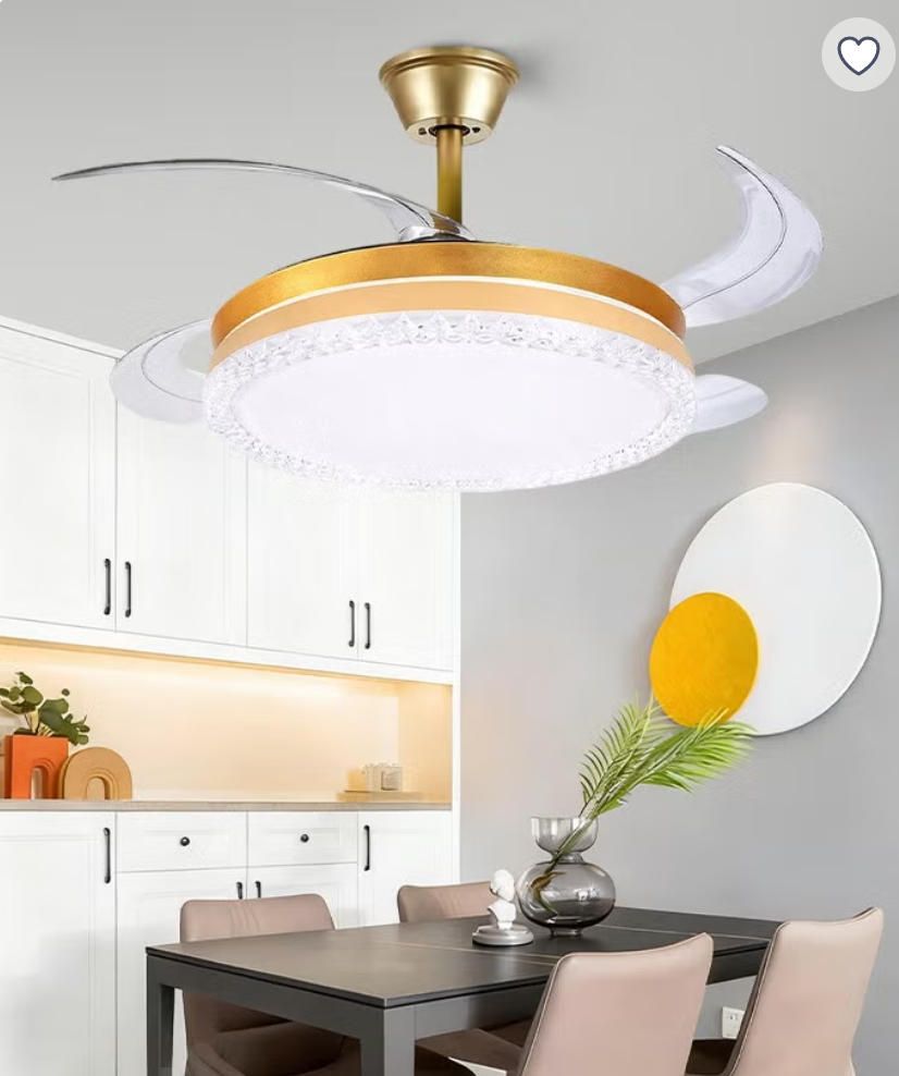 MODI 72W LED Ceiling Fan Light with Remote Control, Modern Retractable Blades, Silent Motor, 3 Color Dimmable Light , Low Noise Ceiling Fan for Bedroom Living Room Kitchen