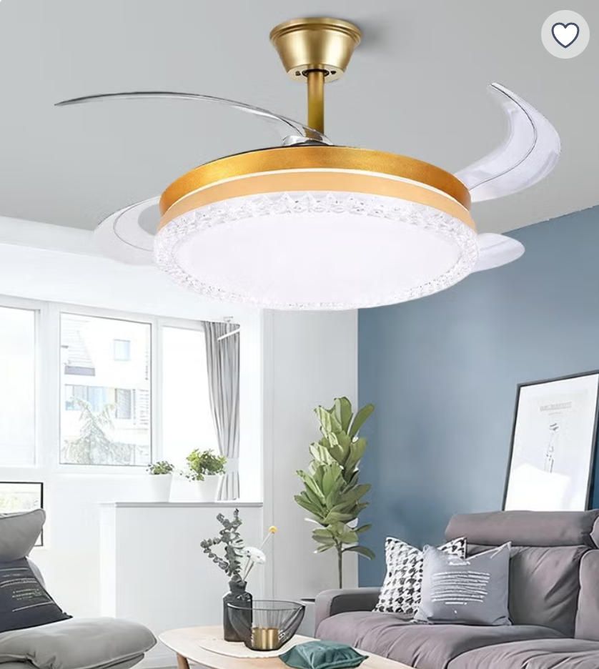 MODI 72W LED Ceiling Fan Light with Remote Control, Modern Retractable Blades, Silent Motor, 3 Color Dimmable Light , Low Noise Ceiling Fan for Bedroom Living Room Kitchen
