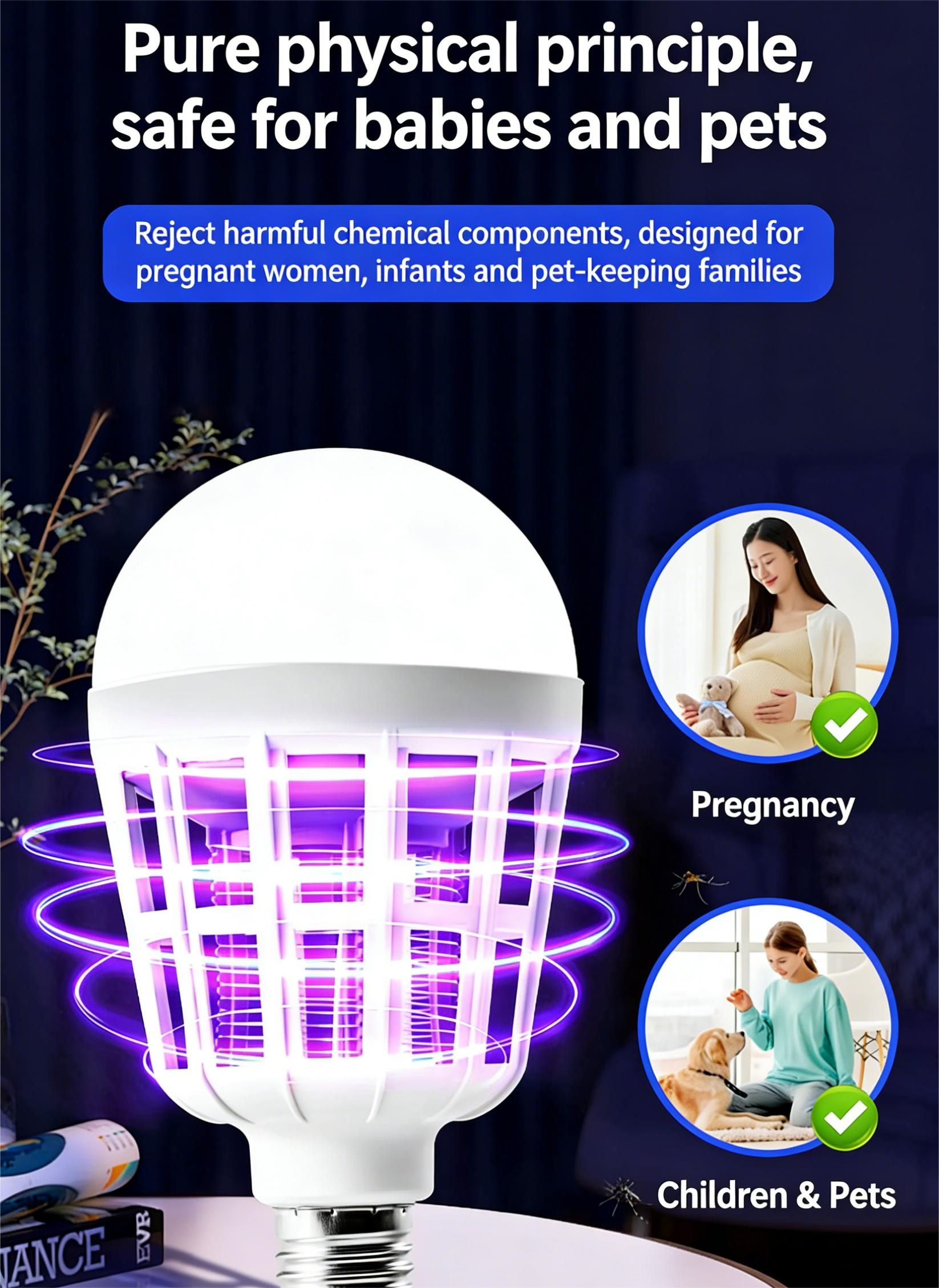 MODI E27 LED Mosquito Killer Bulb 2-in-1 Mosquito Zapper & Lighting Lamp Multi-Function for Home Bedroom
