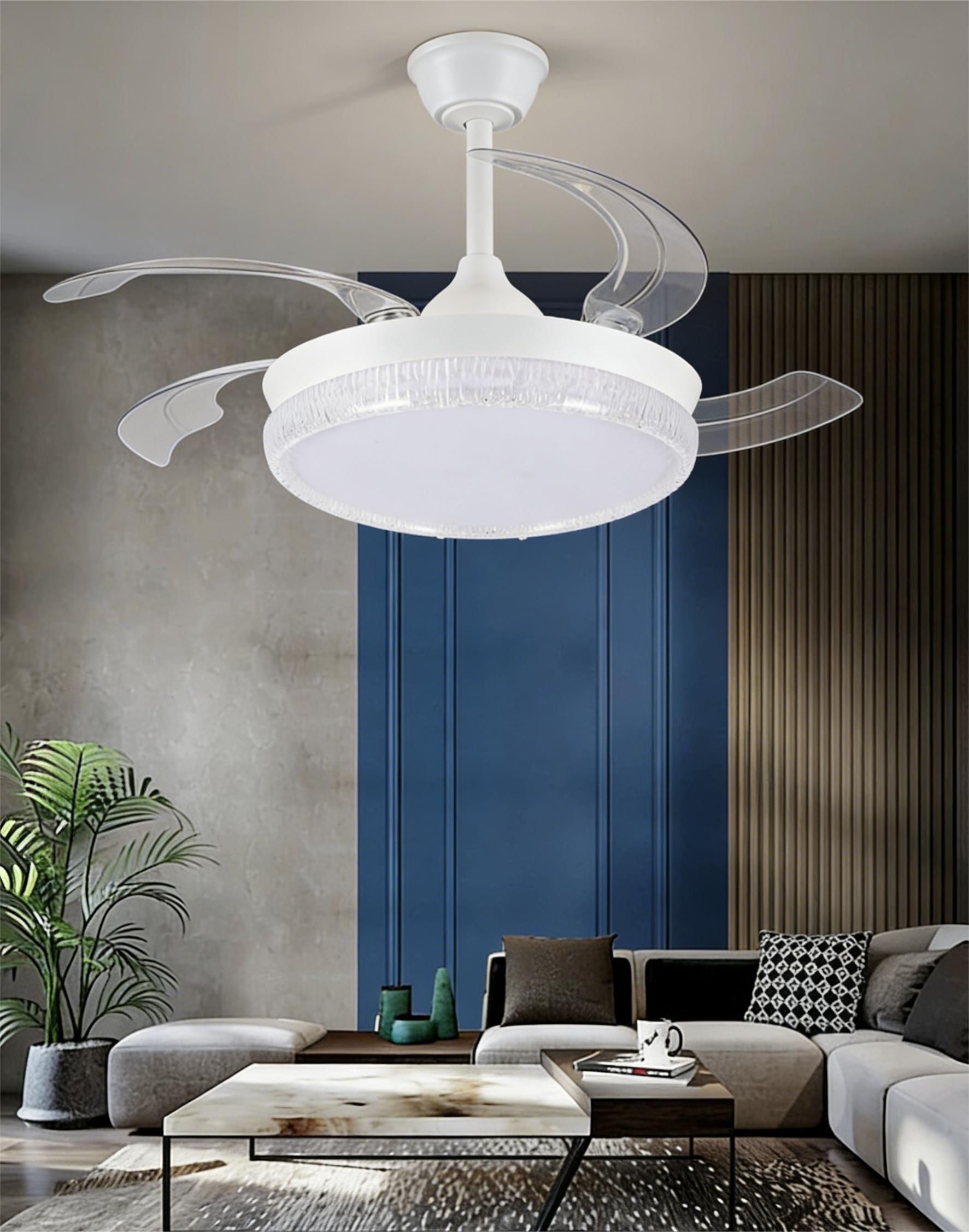 MODI New Ceiling Fan Light, Cream Style Modern Minimalist All-in-one Fan Lamp for Bedroom Living Room with Remote Control