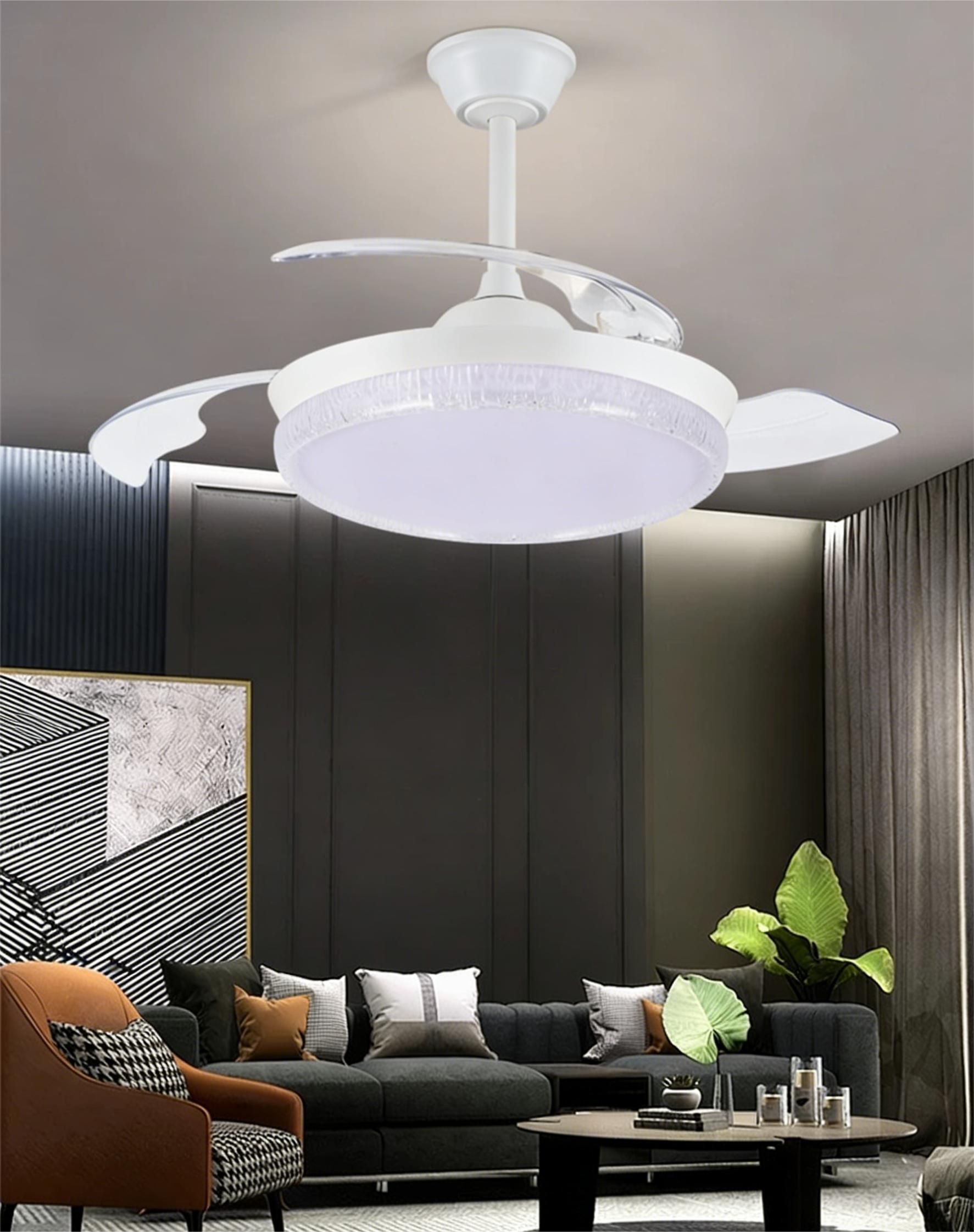MODI New Ceiling Fan Light, Cream Style Modern Minimalist All-in-one Fan Lamp for Bedroom Living Room with Remote Control