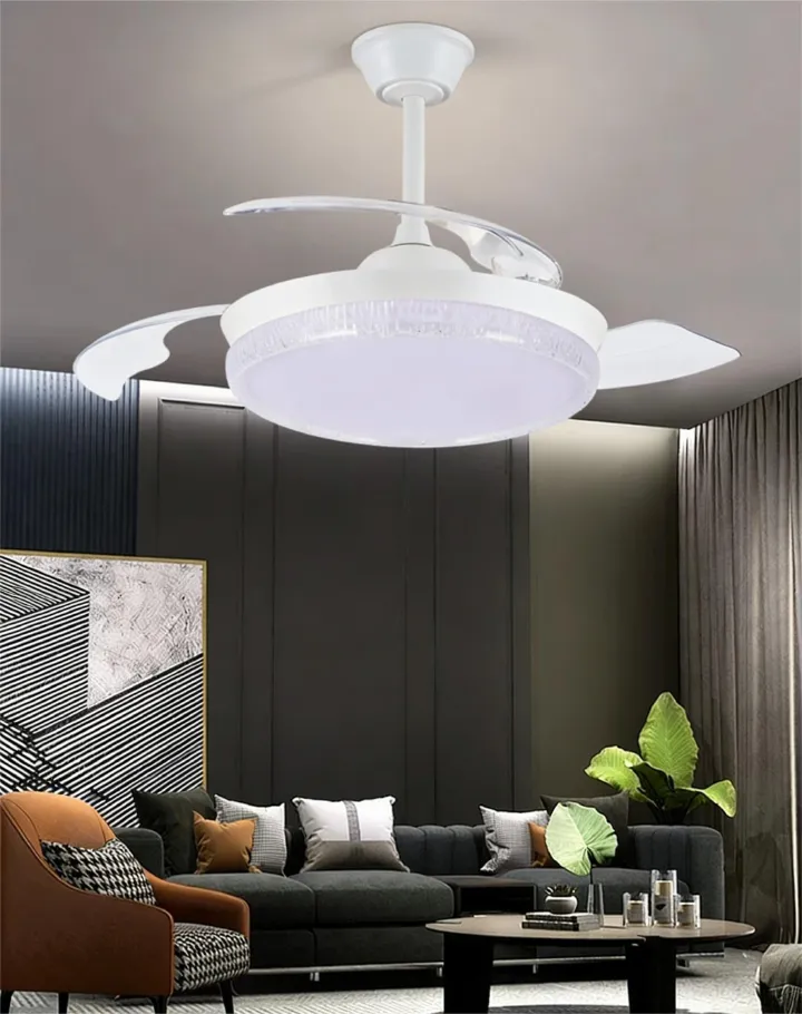 MODI New Ceiling Fan Light, Cream Style Modern Minimalist All-in-one Fan Lamp for Bedroom Living Room with Remote Control