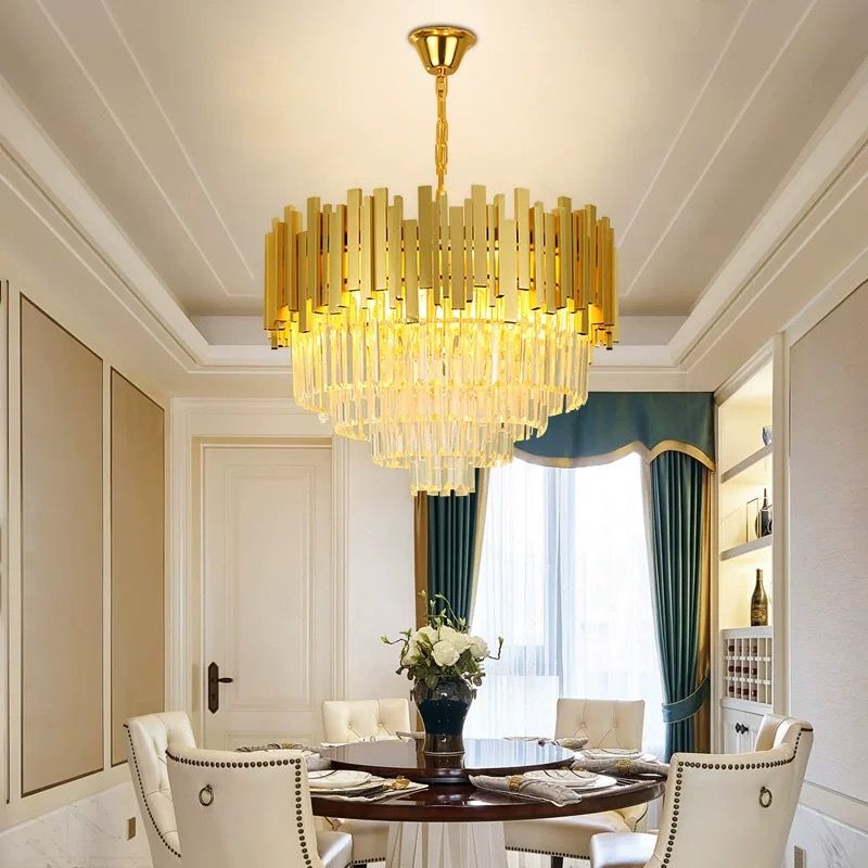 MODI Luxury Multi-Layer Crystal Chandelier, Modern Elegant Ceiling Pendant Lamp for Living Room, Dining Room & Bedroom