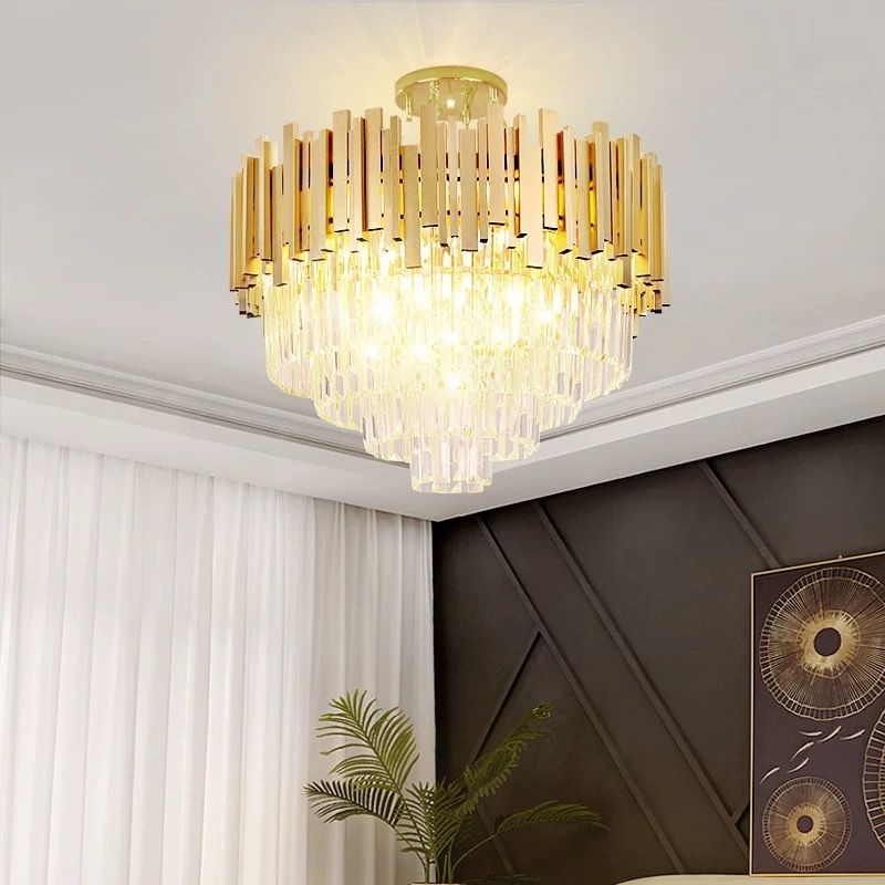MODI Luxury Multi-Layer Crystal Chandelier, Modern Elegant Ceiling Pendant Lamp for Living Room, Dining Room & Bedroom
