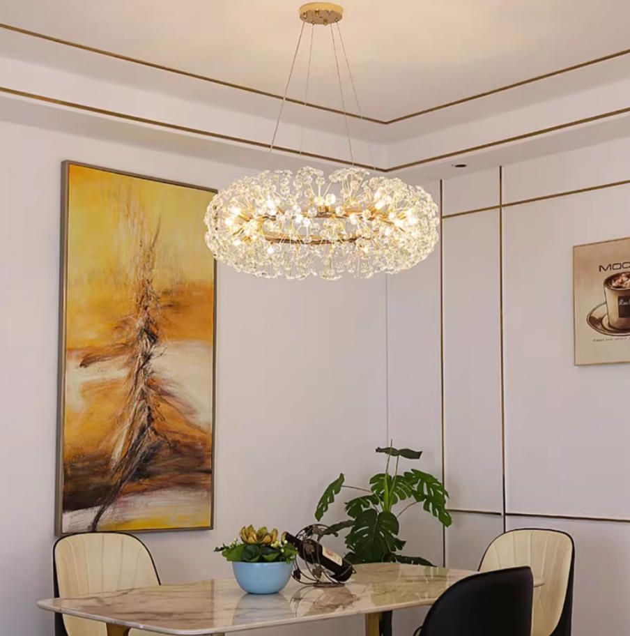 MODI Luxury Crystal Chandelier Modern Art Decor Ceiling Light, Living Room Dining Bedroom Lamp Full Home Package