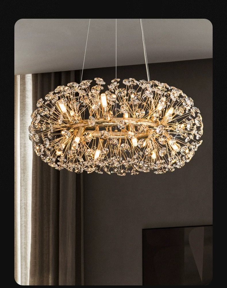 MODI Luxury Crystal Chandelier Modern Art Decor Ceiling Light, Living Room Dining Bedroom Lamp Full Home Package