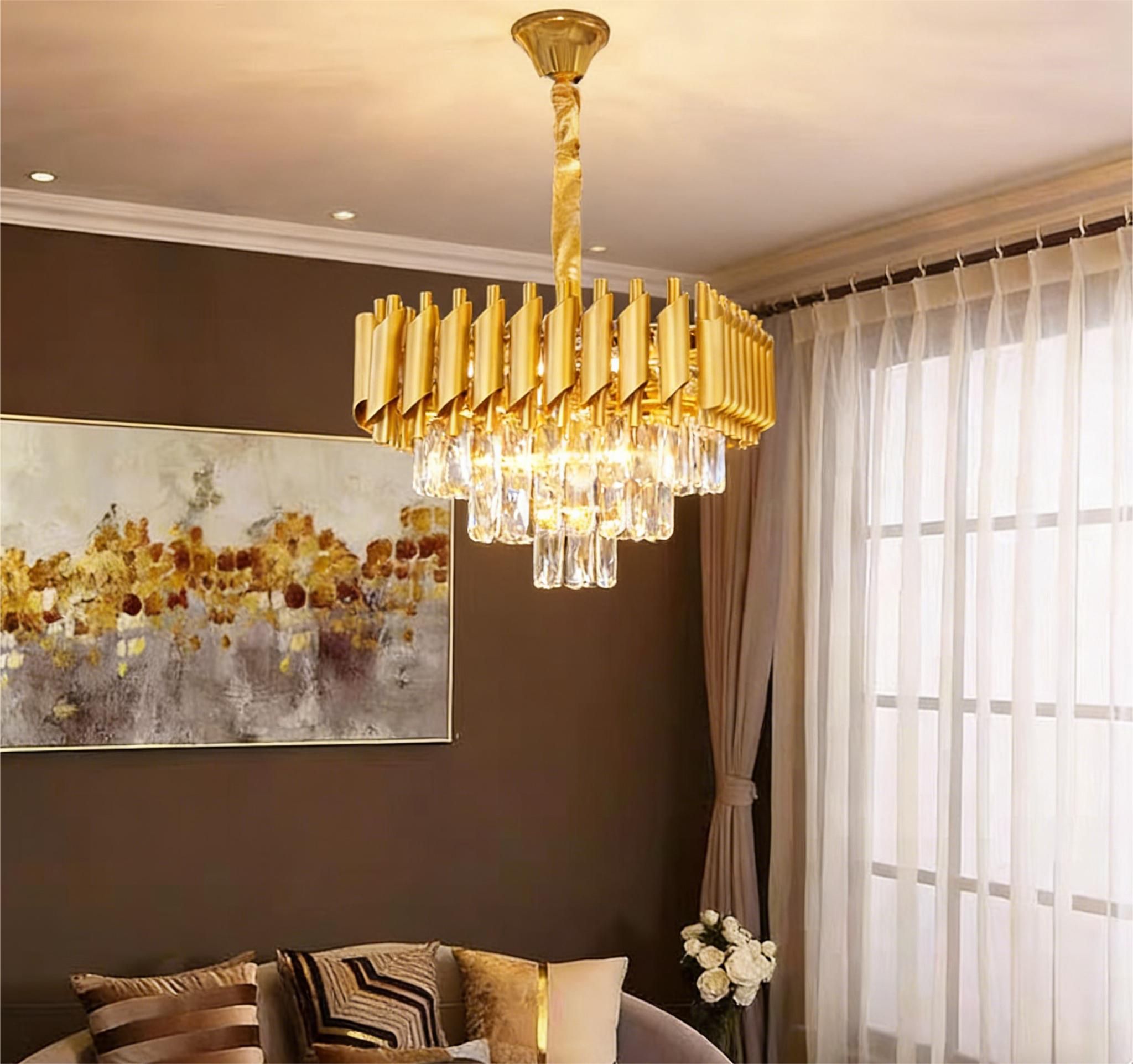 MODI High-End Light Luxury Crystal Ceiling Chandelier, Modern Art Decor Ceiling Light for Living Room, Dining Room & Bedroom, Full House Lighting Set