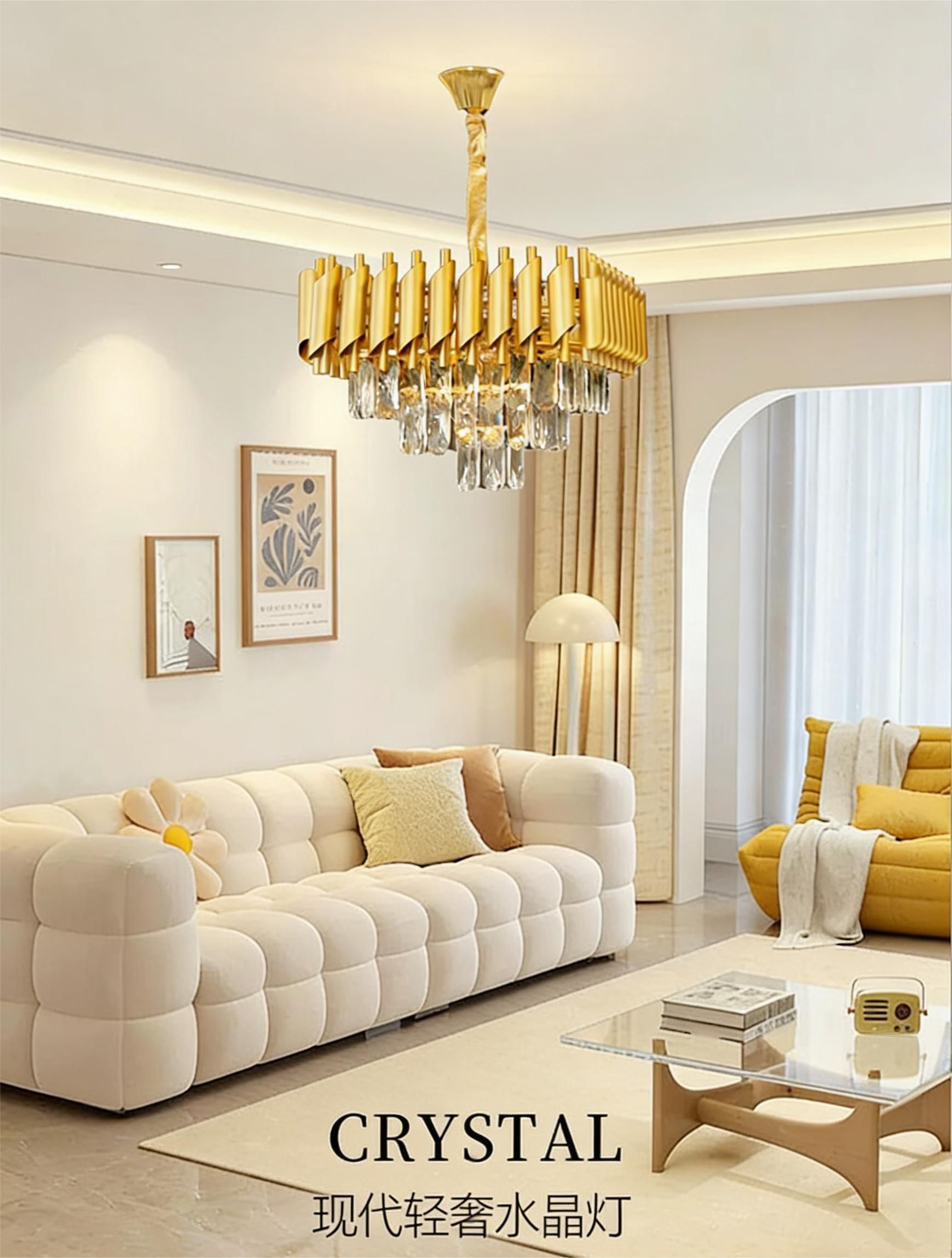 MODI High-End Light Luxury Crystal Ceiling Chandelier, Modern Art Decor Ceiling Light for Living Room, Dining Room & Bedroom, Full House Lighting Set