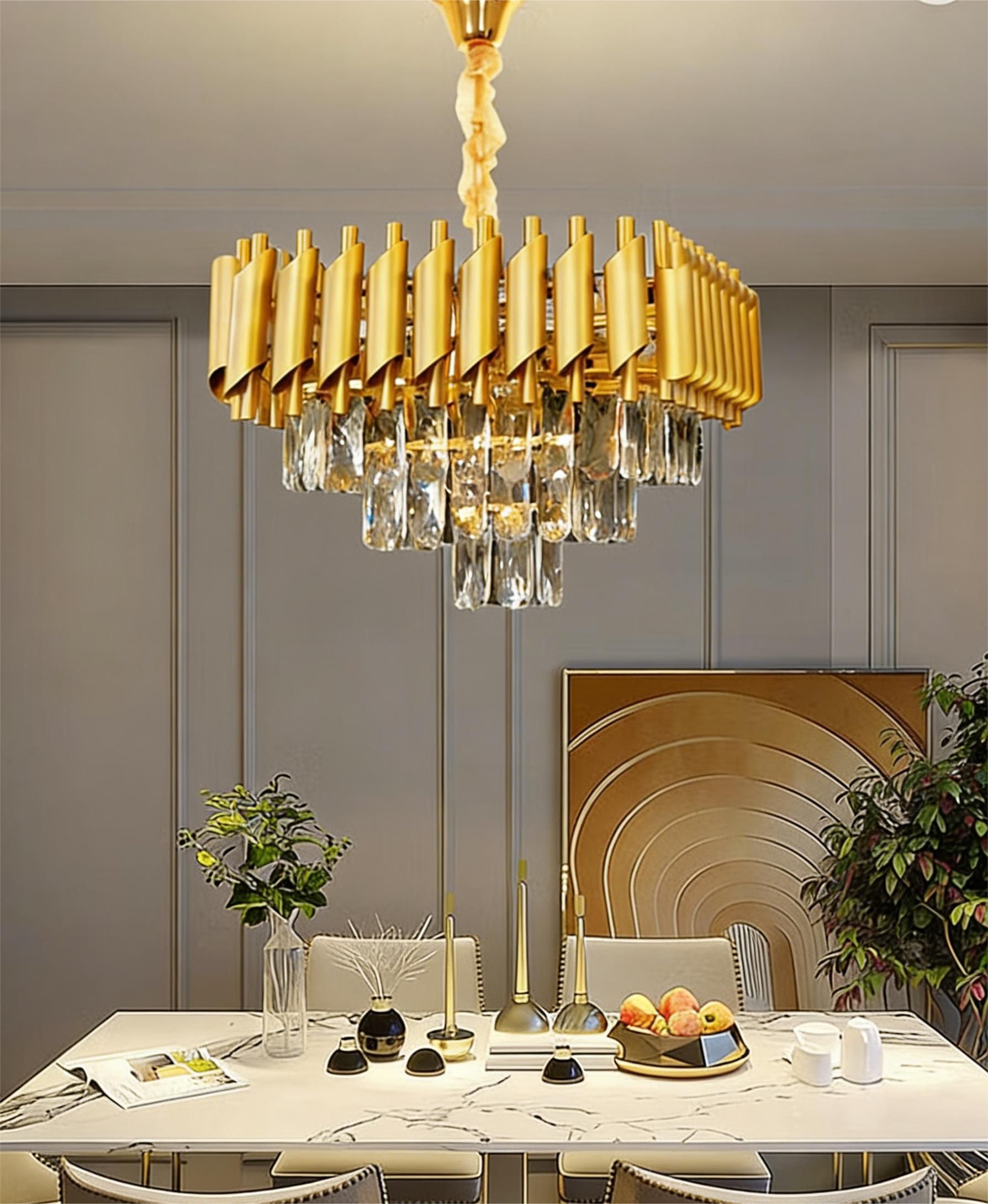 MODI High-End Light Luxury Crystal Ceiling Chandelier, Modern Art Decor Ceiling Light for Living Room, Dining Room & Bedroom, Full House Lighting Set