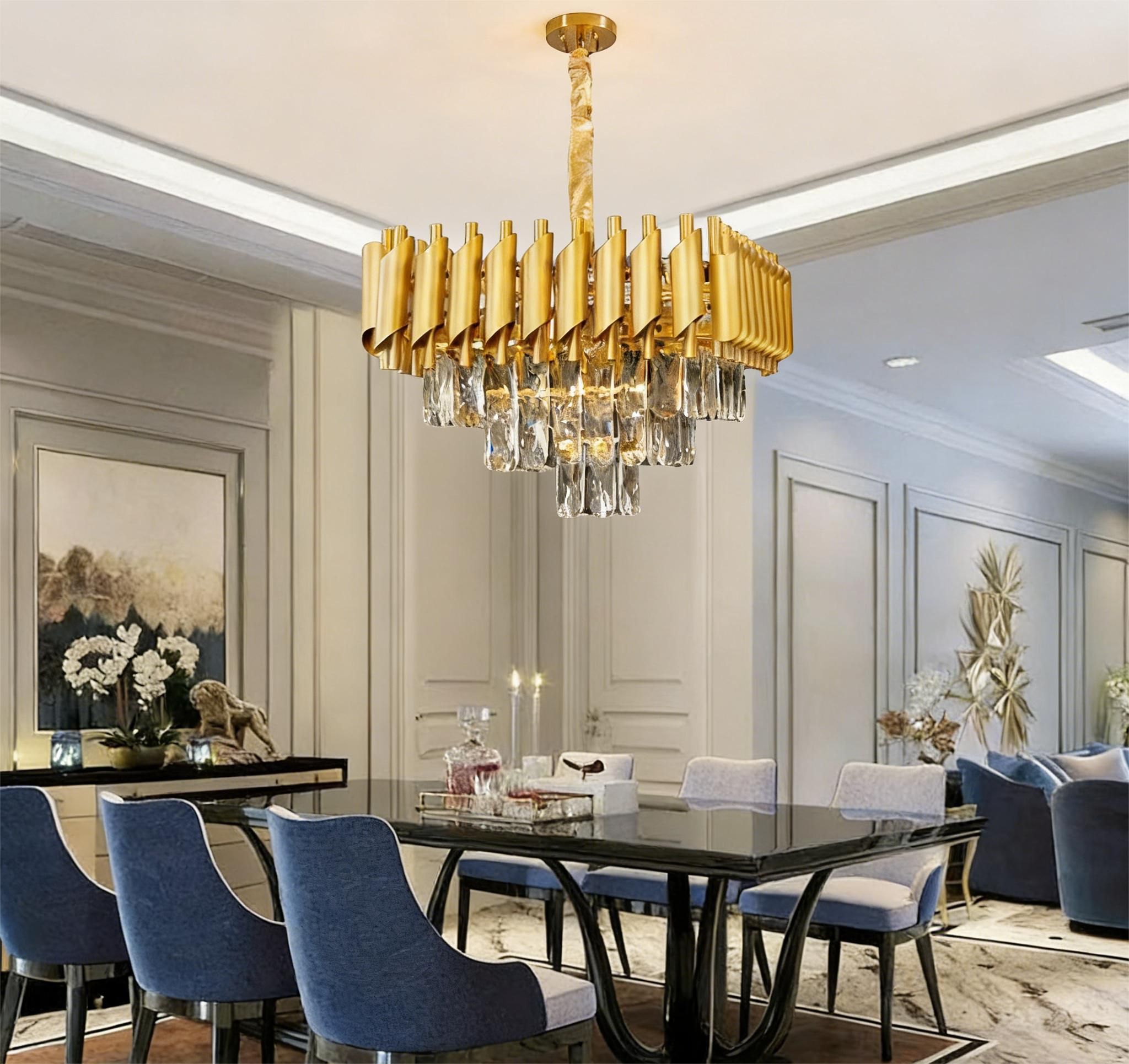 MODI High-End Light Luxury Crystal Ceiling Chandelier, Modern Art Decor Ceiling Light for Living Room, Dining Room & Bedroom, Full House Lighting Set