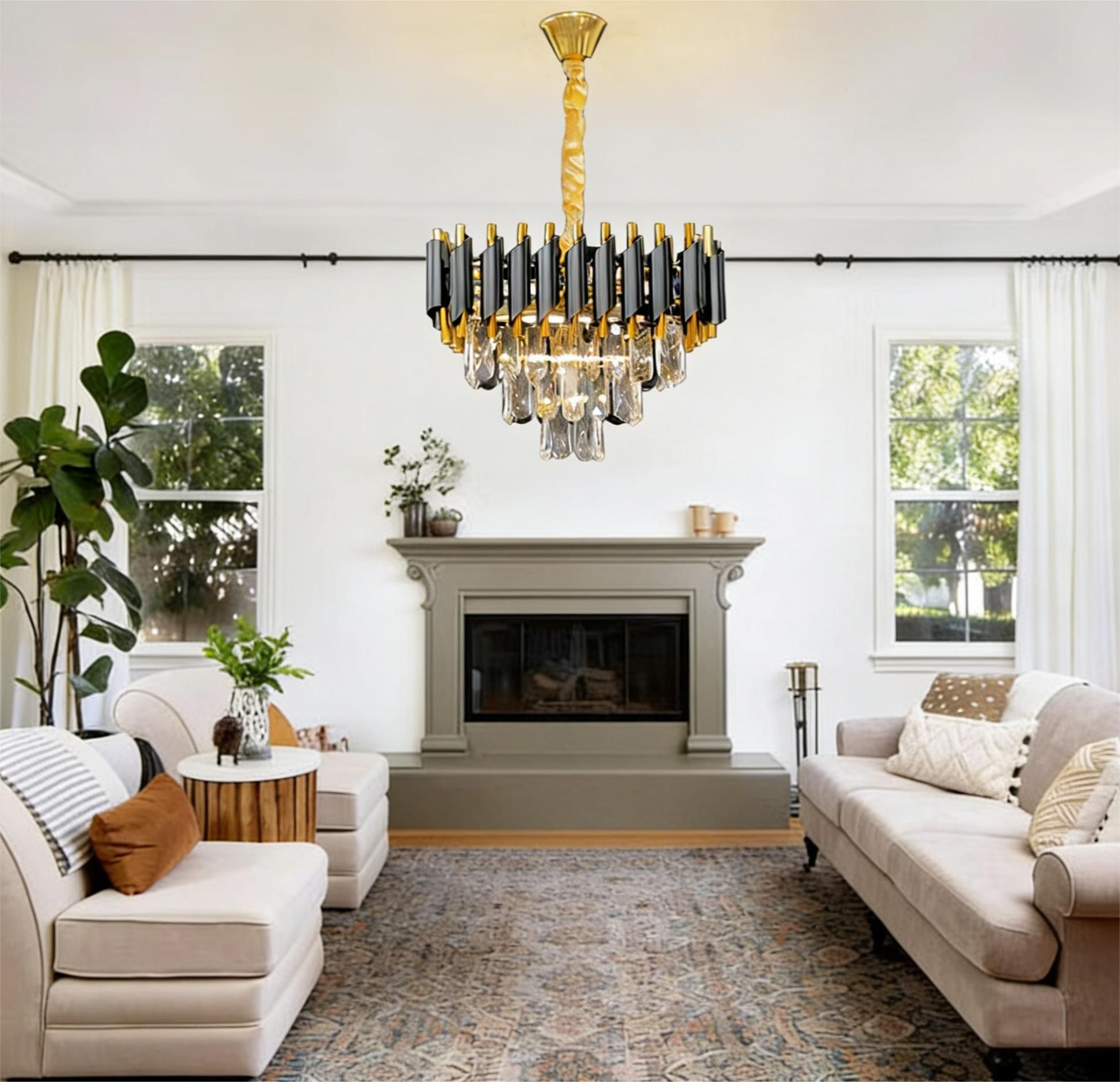 MODI High-End Light Luxury Crystal Ceiling Chandelier, Modern Art Decor Ceiling Light for Living Room, Dining Room & Bedroom, Full House Lighting Set