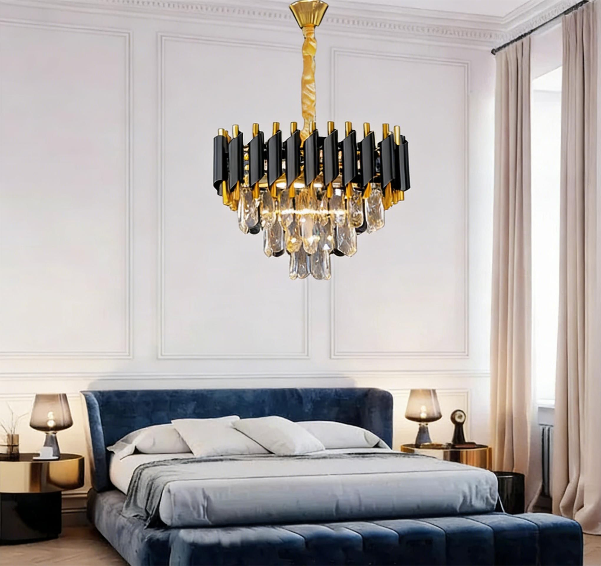 MODI High-End Light Luxury Crystal Ceiling Chandelier, Modern Art Decor Ceiling Light for Living Room, Dining Room & Bedroom, Full House Lighting Set