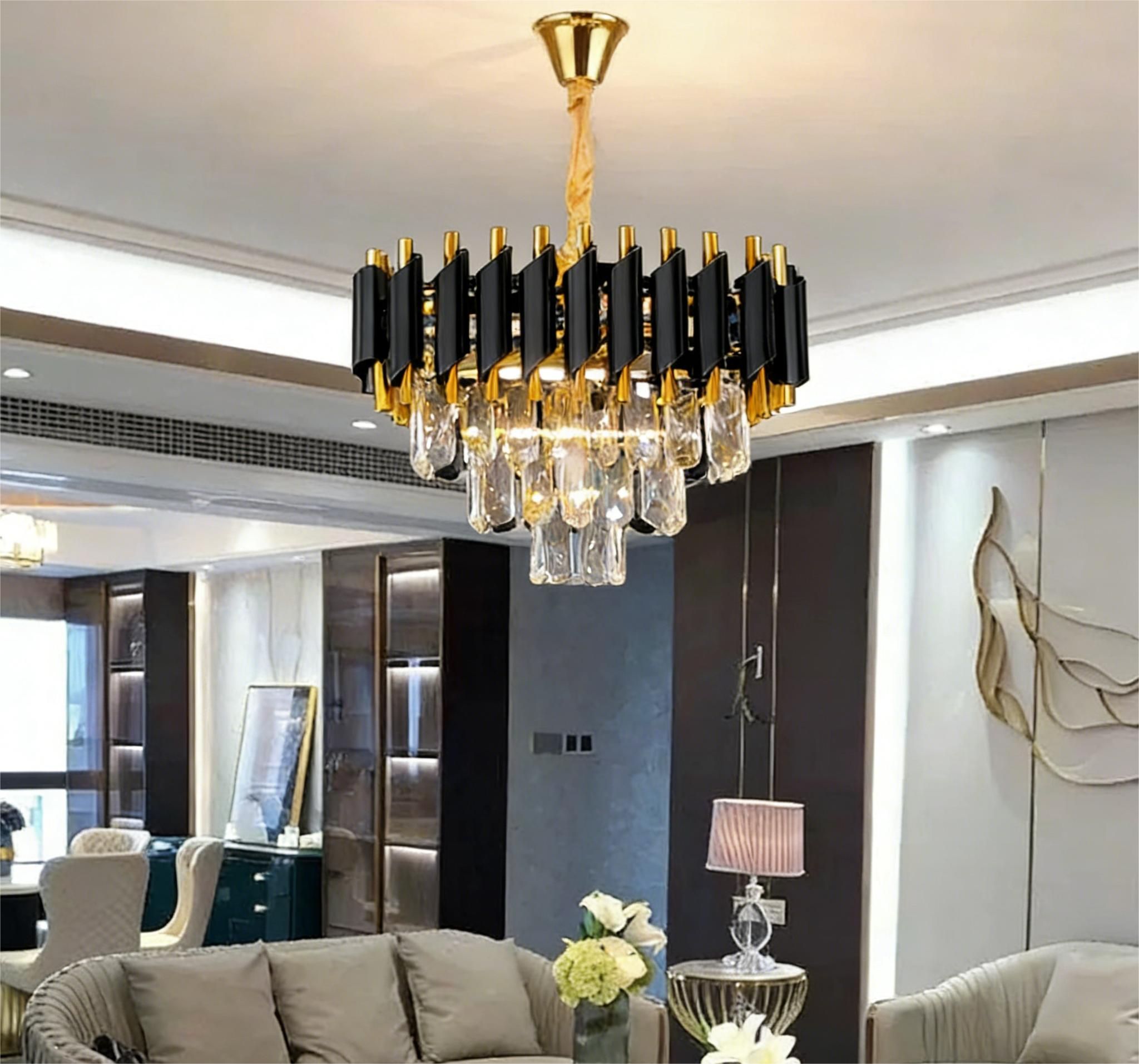 MODI High-End Light Luxury Crystal Ceiling Chandelier, Modern Art Decor Ceiling Light for Living Room, Dining Room & Bedroom, Full House Lighting Set