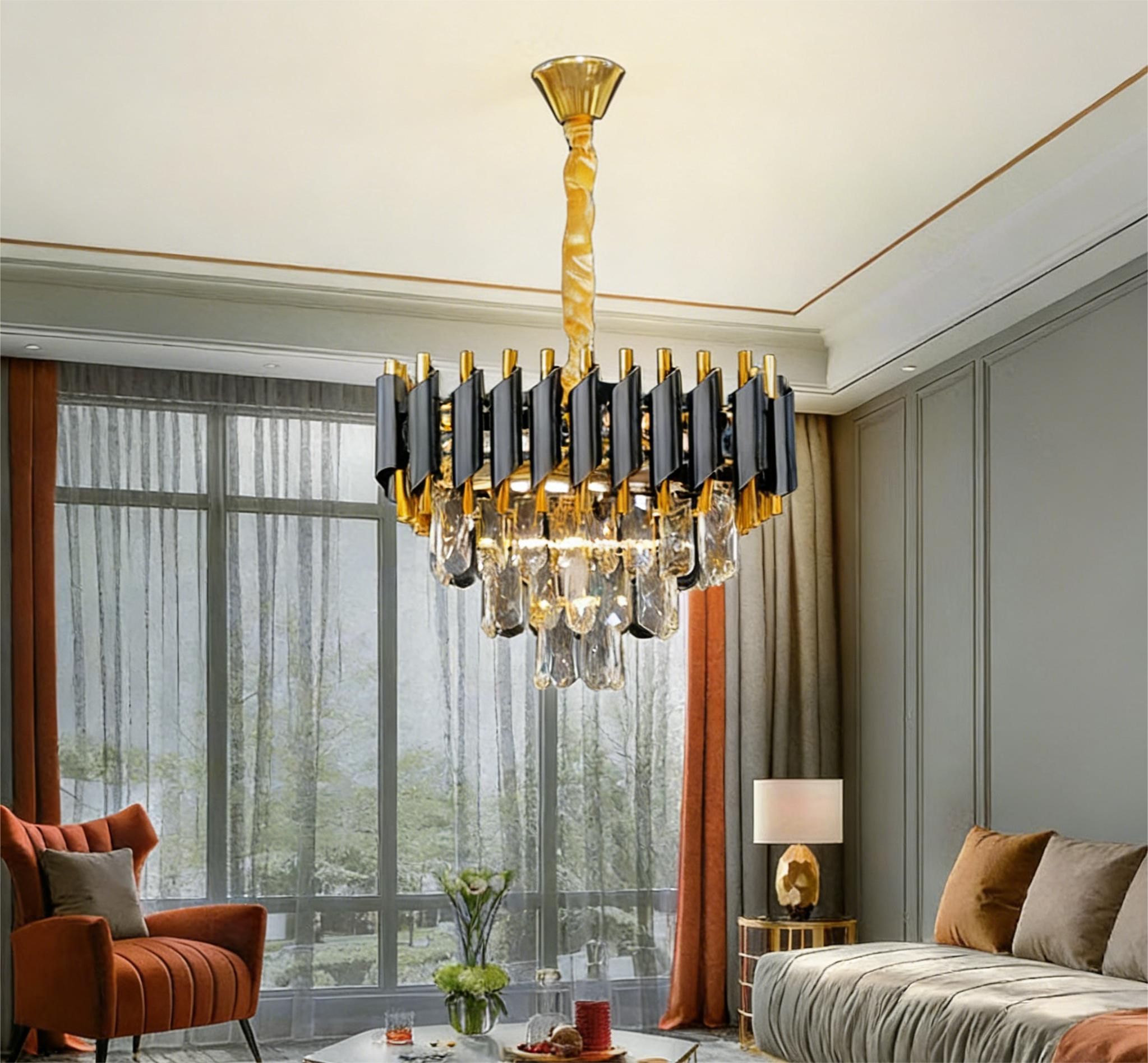MODI High-End Light Luxury Crystal Ceiling Chandelier, Modern Art Decor Ceiling Light for Living Room, Dining Room & Bedroom, Full House Lighting Set