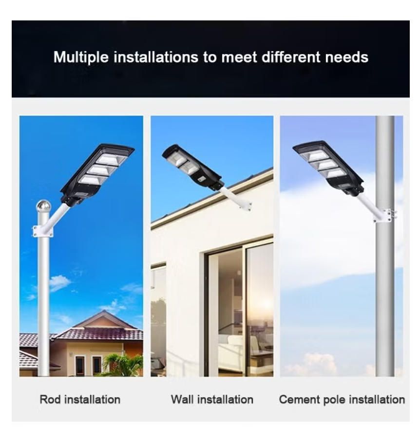 MODI LED Solar Street Light with Motion Sensor, Remote Control, IP65 Waterproof Outdoor Lamp + Steel Pole for Garage, Patio, Driveway, Yard, Garden, Parking Lot