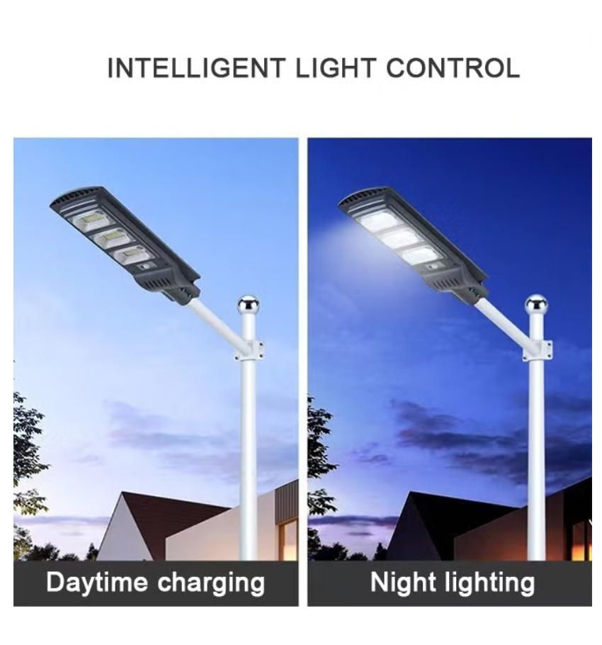 MODI LED Solar Street Light with Motion Sensor, Remote Control, IP65 Waterproof Outdoor Lamp + Steel Pole for Garage, Patio, Driveway, Yard, Garden, Parking Lot