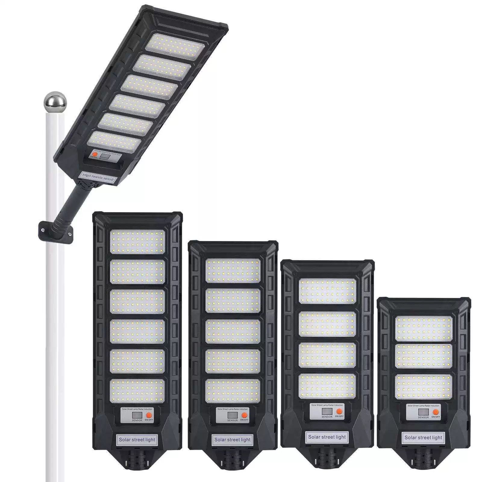 MODI LED Solar Street Light with Motion Sensor, Remote Control, IP65 Waterproof Outdoor Lamp + Steel Pole for Garage, Patio, Driveway, Yard, Garden, Parking Lot