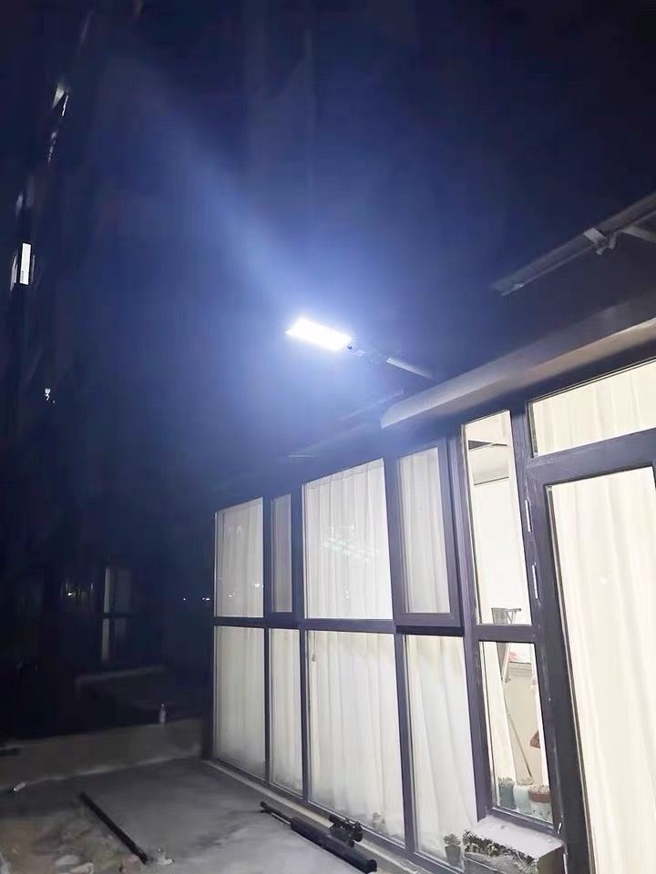 MODI LED Solar Street Light with Motion Sensor, Remote Control, IP65 Waterproof Outdoor Lamp + Steel Pole for Garage, Patio, Driveway, Yard, Garden, Parking Lot