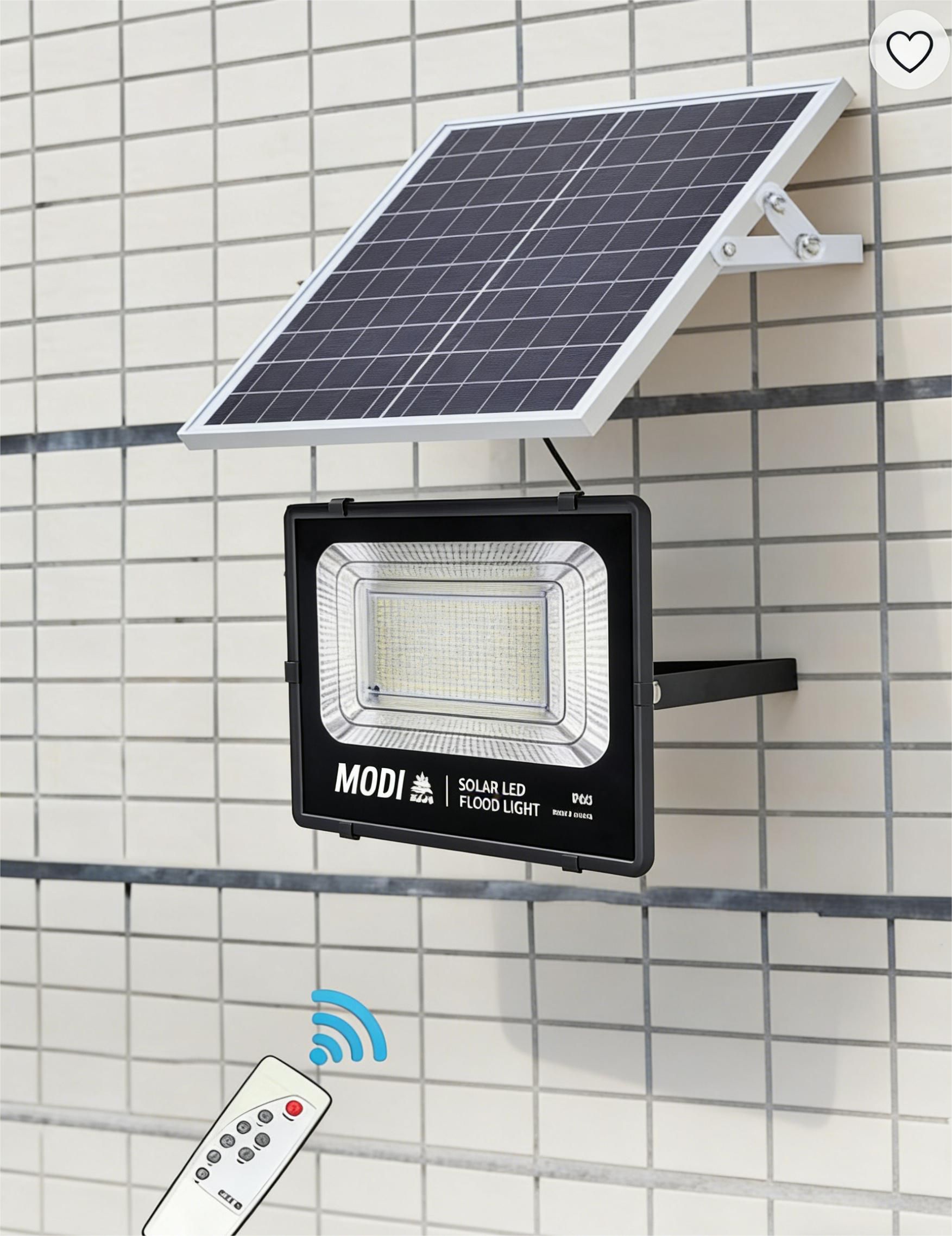 MODI Solar Light Waterproof Solar LED Street Light, Auto Dusk to Dawn Outdoor Floodlight Spotlight with Remote, Bright Wall Lamp for Home Shop Garden Advertising Use