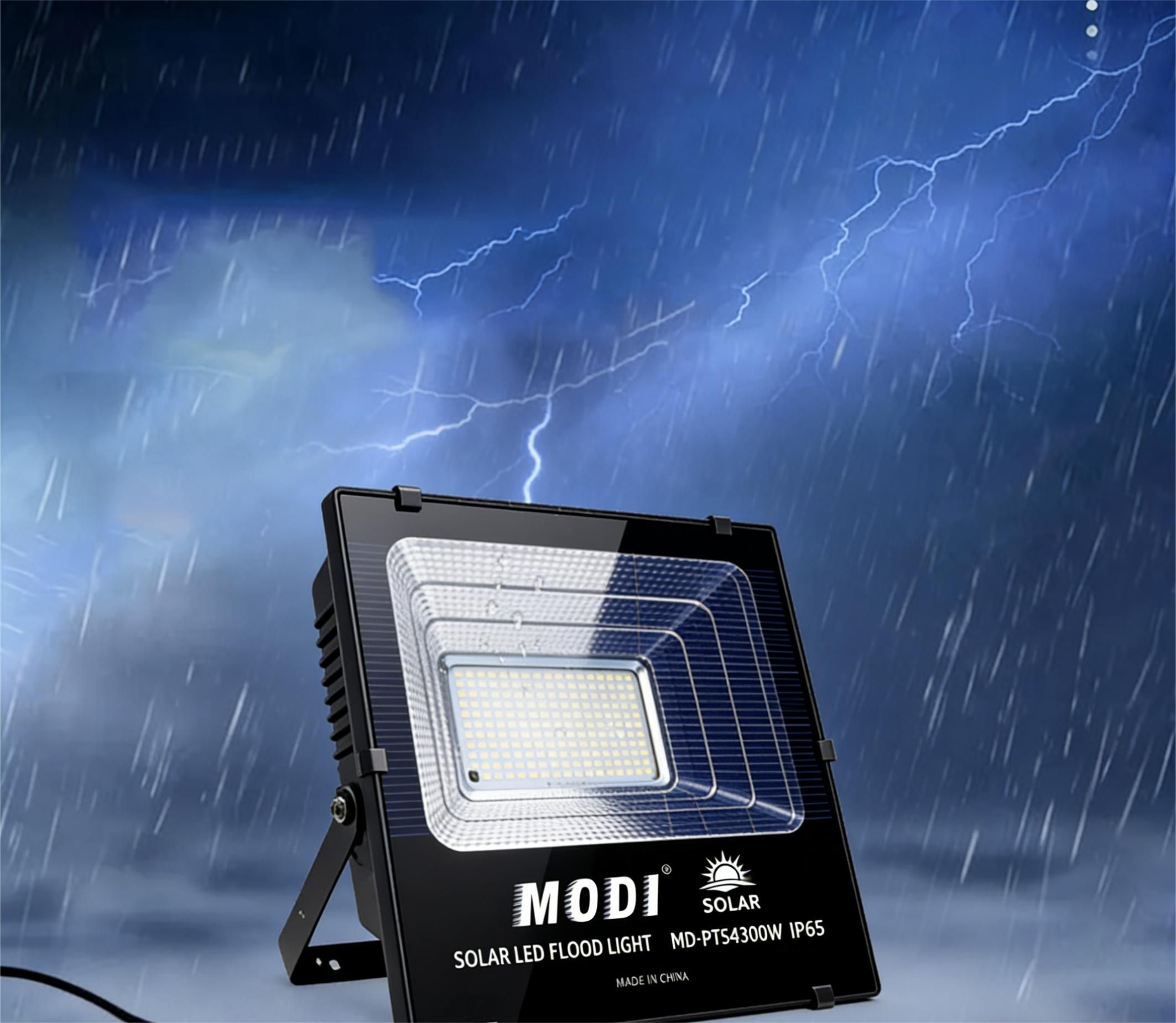 MODI Solar Light Waterproof Solar LED Street Light, Auto Dusk to Dawn Outdoor Floodlight Spotlight with Remote, Bright Wall Lamp for Home Shop Garden Advertising Use