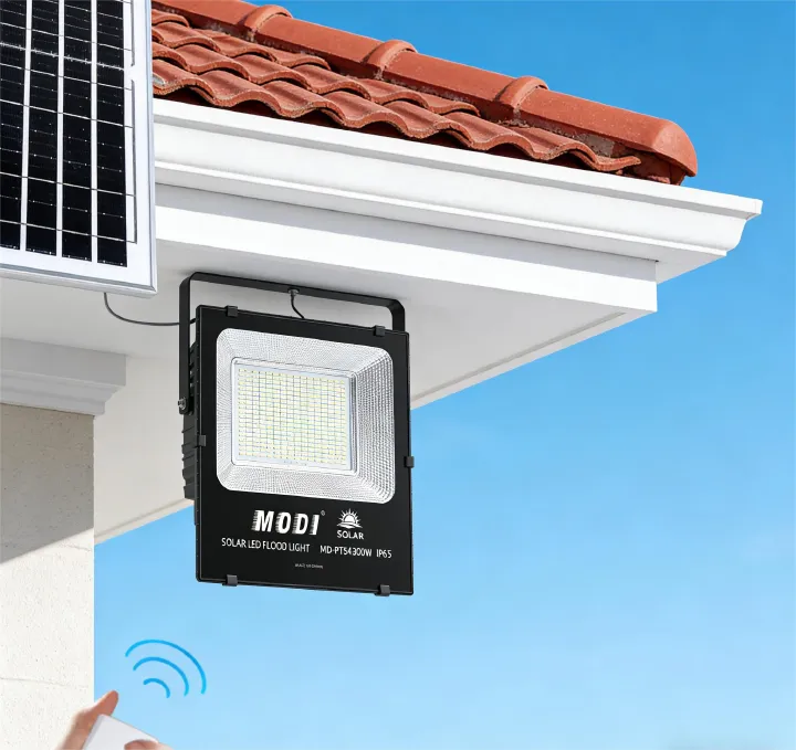 MODI Solar Light Waterproof Solar LED Street Light, Auto Dusk to Dawn Outdoor Floodlight Spotlight with Remote, Bright Wall Lamp for Home Shop Garden Advertising Use