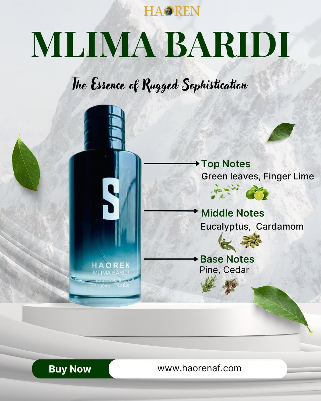 Haoren Mlima Baridi Eau de Parfum – Luxury Men’s Perfume | Aromatic Woody Fragrance | Long-Lasting Perfume in Kenya
