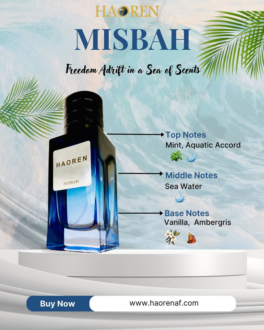 Haoren Misbah Eau de Parfum – Luxury Men’s Perfume | Oriental Fougère Fragrance | Long-Lasting Perfume in Kenya