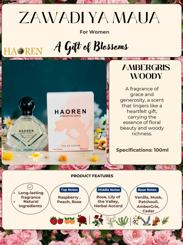 Haoren Zawadi Ya Maua Eau de Parfum – Luxury Women’s Floral Perfume | Long-Lasting Elegant Fragrance in Kenya | Perfect Gift for Her