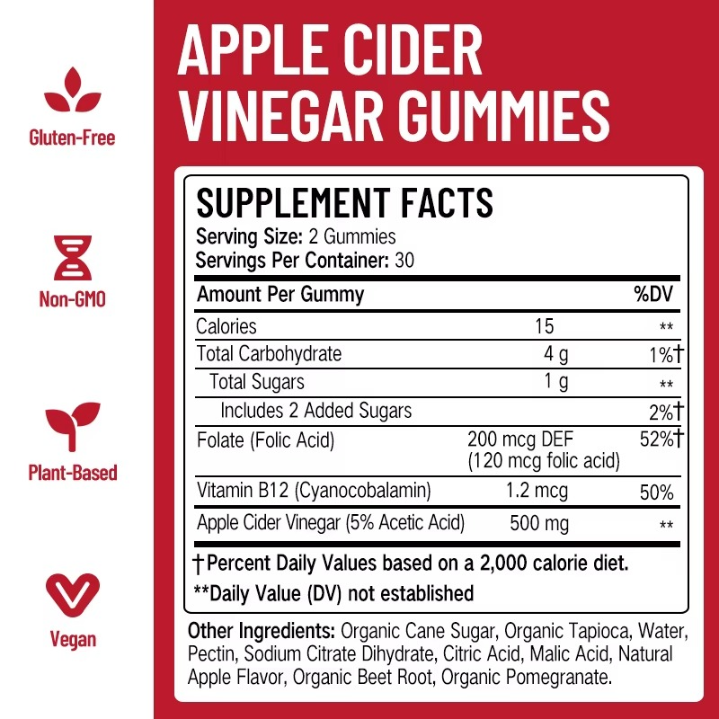 Gummies No Sugar Natural Vegan Apple Cider Vinegar Gummy Slimming Gummies With Priva Weight Loss Keto