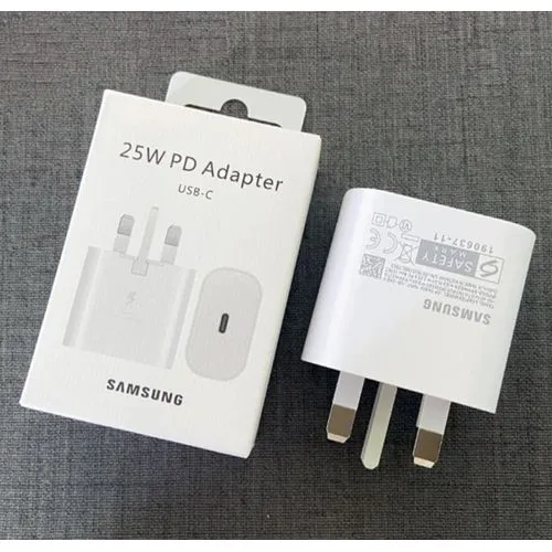 Samsung 25 Watts White Super Fast Charger/ Adapter With Type C Output For Galaxy A16, A06, A26, A36, A56, A14, A15, A23, A24, A25, A33, A34, A35, A53, A54, A55, A73, A74,S Series