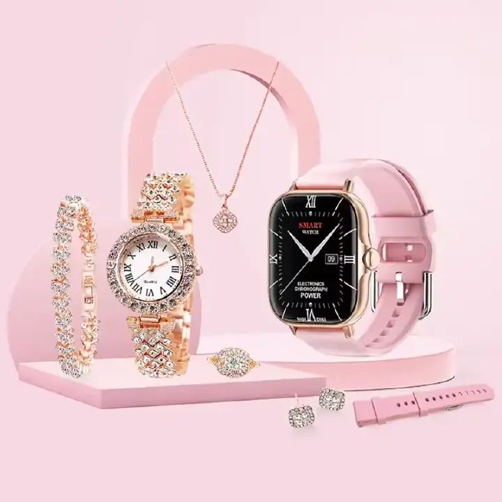 DISCOUNTED DEALS!!!A58 A58 Plus Smartwatch Gift Set, A Stylish And Affordable Combo Package . Plus Smart Watch Suit 8 In1Smart Watch Set for Women Fitness Tracker Ladies Christmas/Birthday Gift Box.
