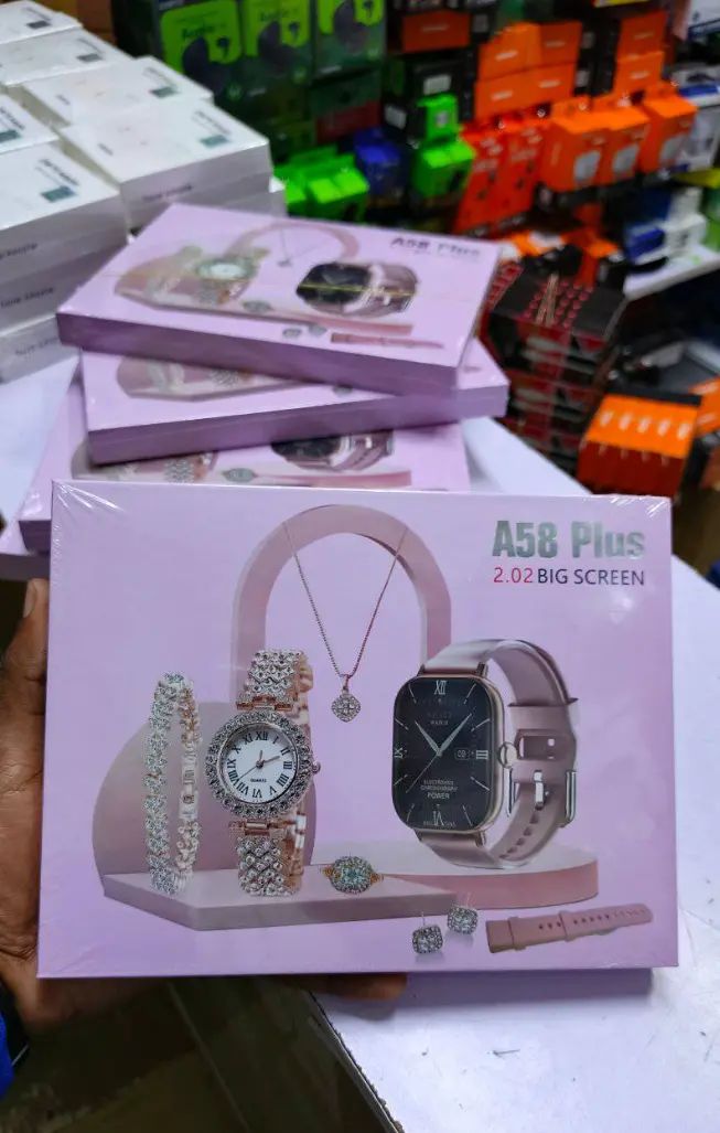 DISCOUNTED DEALS!!!A58 A58 Plus Smartwatch Gift Set, A Stylish And Affordable Combo Package . Plus Smart Watch Suit 8 In1Smart Watch Set for Women Fitness Tracker Ladies Christmas/Birthday Gift Box.
