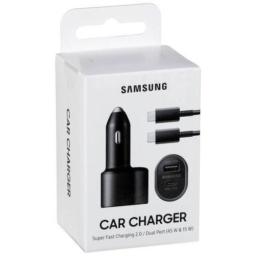 Samsung Original Super Fast Dual Car Charger 45W+15W with Type C to C Super Fast Charging Cable for Galaxy S25 S24 S22 S21 S20 Ultra Plus Note 10+,Pixel,Note 20,PPS Car Charger