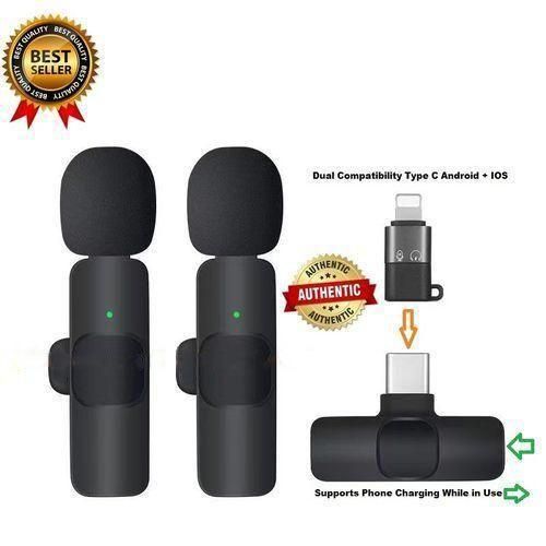 DISCOUNTED DEALS!!!!!Wireless Lapel Lavalier Microphone,Noise Cancellation Wireless Mic K9 Type C /Iphone Multifunction Long Range Transmission for Vlog Short Video for Live Show(Double Microphone)