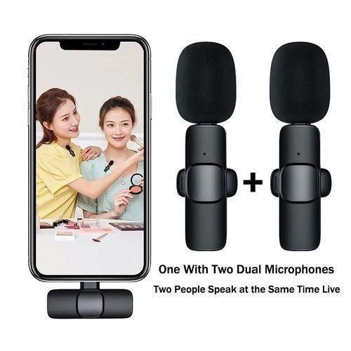DISCOUNTED DEALS!!!!!Wireless Lapel Lavalier Microphone,Noise Cancellation Wireless Mic K9 Type C /Iphone Multifunction Long Range Transmission for Vlog Short Video for Live Show(Double Microphone)