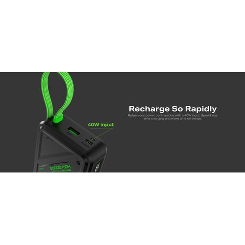 DISCOUNTED DEALS!!!Infinix GT Powerbank Fast Charging Powerbank, 20000 mAh, Type-C Output Max 55W Flash Charging ,Digital Display, 40W High-Speed Recharge Input - Black