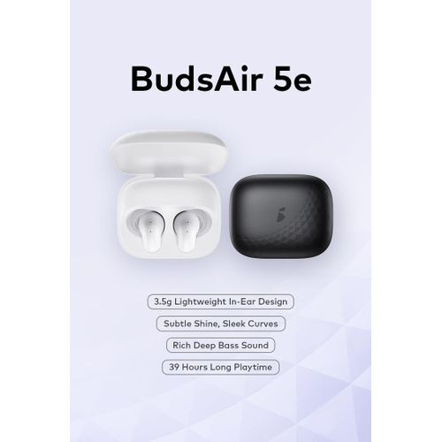 TECH WEEK DEALS!!!Itel TWS BudsAir 5 e, Subtle Shine Sleek Curves, Rich Deep Bass Sound, 39 Hours Long Playtime, 3.5g Lightweight In-Ear Design , Portable with a Lanyard - White