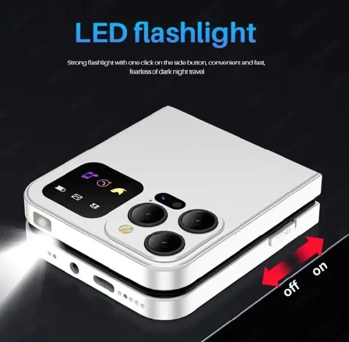 TIME LiMITED DEALS!!16 Pro max Flip Phone, 2.8" Screen Foldable Mobile Phones Dual SIM Card GSM Electric Torch Automatic Call Recording, Wireless FM -Type C 1350mAh battery feature smart touch button