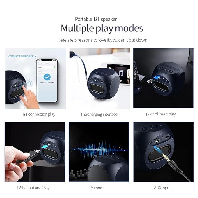 TIME LIMITED DEALS!!!!SQ M2 Bluetooth Speaker 5W, Portable Speaker with Immersive Sound Quality, Powerful Bass, 24H Playtime, Waterproof, Bluetooth v5.0 and in-Built Mic