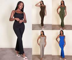 New Arrivals Trending Flared Jumpsuit Lightweight Flared Bottom Wide Leg Pants Women Jumpsuit Casual Fashion One Piece Cami Tank Top JumpSuit Everywhere Wear Ladies Baddie Trendy (Fits Sizes 8-12)
