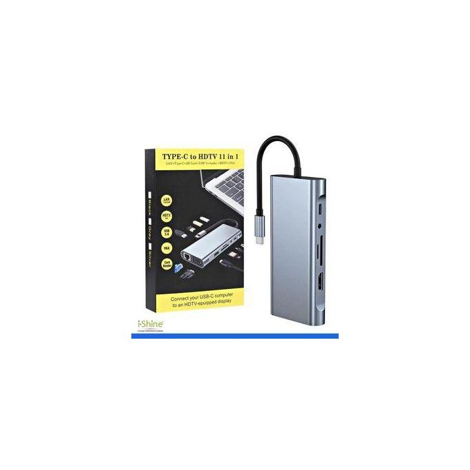 USB C HUB, USB C Adapter 11 In 1 Dongle With 4K HDMI, Type C PD, VGA, USB3.0, RJ45 Ethernet, SD/TF Card Reader, 3.5mm AUX, Docking Station Compatible With MacBook Pro/Air, Other Type C Laptops