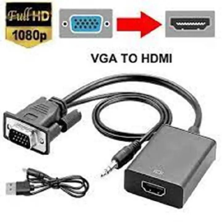 VGA to HDMI Converter with Audio Cable 1080P Full HD VGA to HDMI Adapter Cable - as_pic 50 cm Black 1.5m
