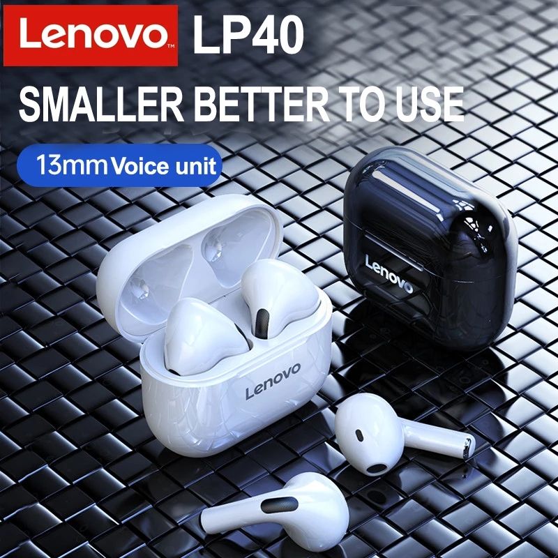Lenovo LP40 Earphones TWS Wireless Bluetooth 5.0 Earbuds Bass Touch Control Stereo Noise Reduction Long Standby 230mAH