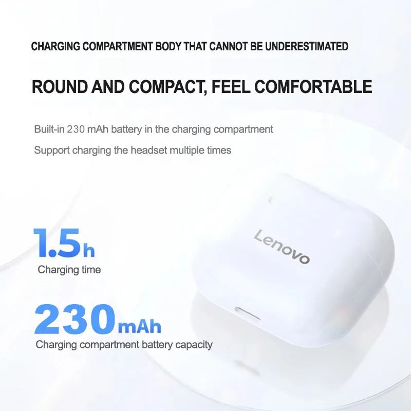 Lenovo LP40 Earphones TWS Wireless Bluetooth 5.0 Earbuds Bass Touch Control Stereo Noise Reduction Long Standby 230mAH